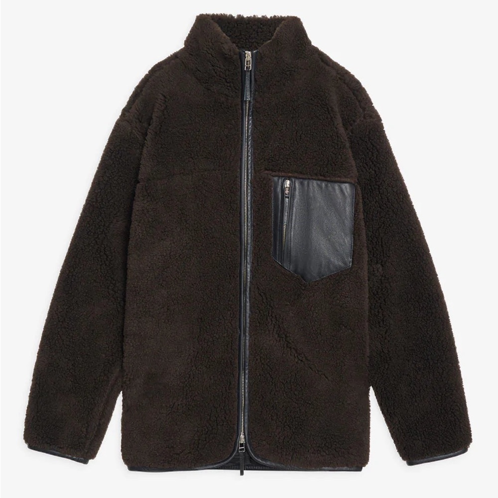 Anine Bing Brown Teddy Jacket Plush Cozy Outerwear